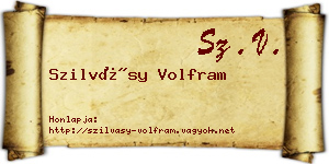 Szilvásy Volfram névjegykártya
